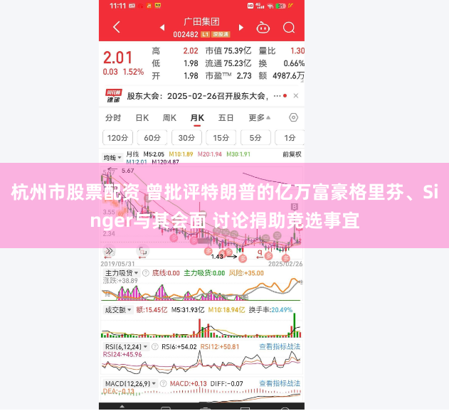 杭州市股票配资 曾批评特朗普的亿万富豪格里芬、Singer与其会面 讨论捐助竞选事宜