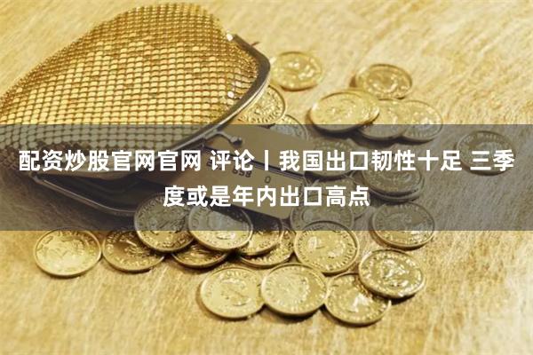 配资炒股官网官网 评论丨我国出口韧性十足 三季度或是年内出口高点